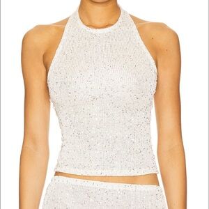 Lovers + Friends Glittering Cream Halter